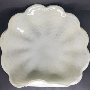 Vintage, Heavy, Elegant Cream Ceramic Scallop Shell Tray - 13" x 12"